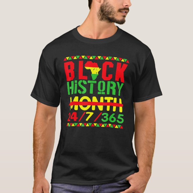 Black History Month 247365 Africa Map Melanin 2023 T-Shirt (Front)