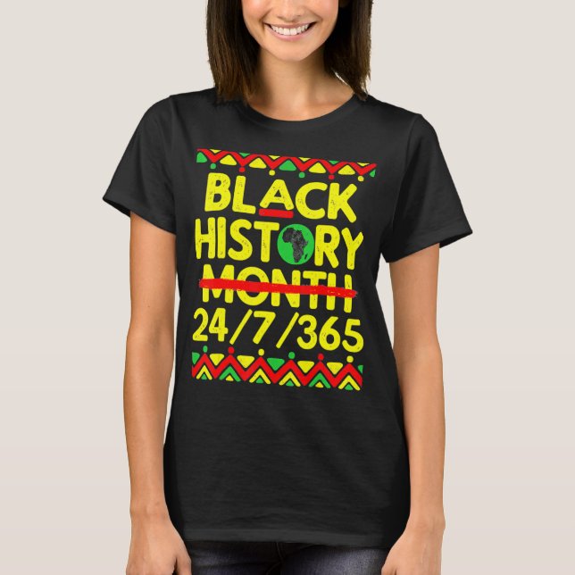Black History Month 247365 Africa Map Melanin 2023 T-Shirt (Front)