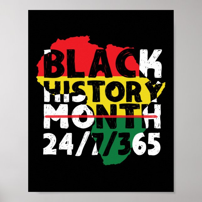 Black History Month 24 7 365 African American Map Poster (Front)