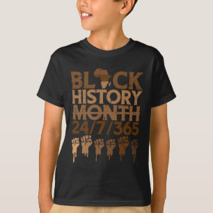 Black History Month 24 7 365 Fist African Men Wome T-Shirt