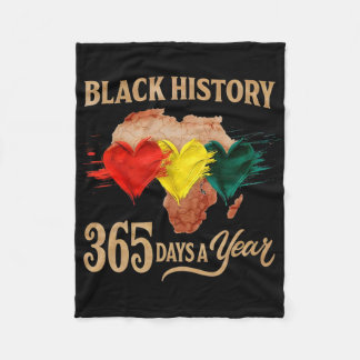 Black History Month 365 Days Map Afro African Amer Fleece Blanket