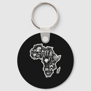 Black History Month Africa Map Design Unity Art Key Ring