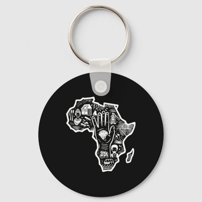 Black History Month Africa Map Design Unity Art  Key Ring (Front)