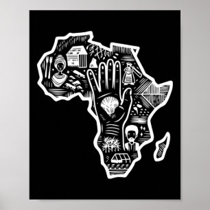 Black History Month Africa Map Design Unity Art St Poster