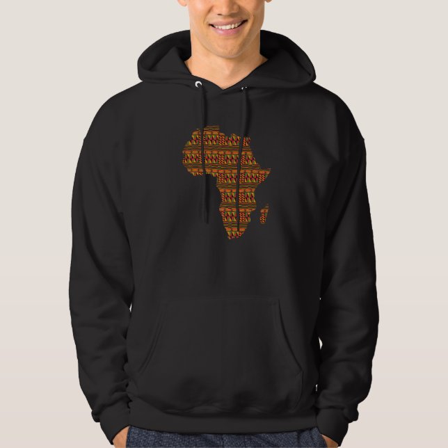 Black History Month Africa Map Kente Cloth For Afr Hoodie (Front)