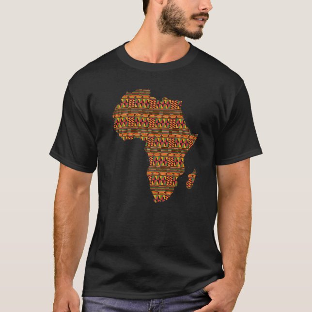 Black History Month Africa Map Kente Cloth For Afr T-Shirt (Front)