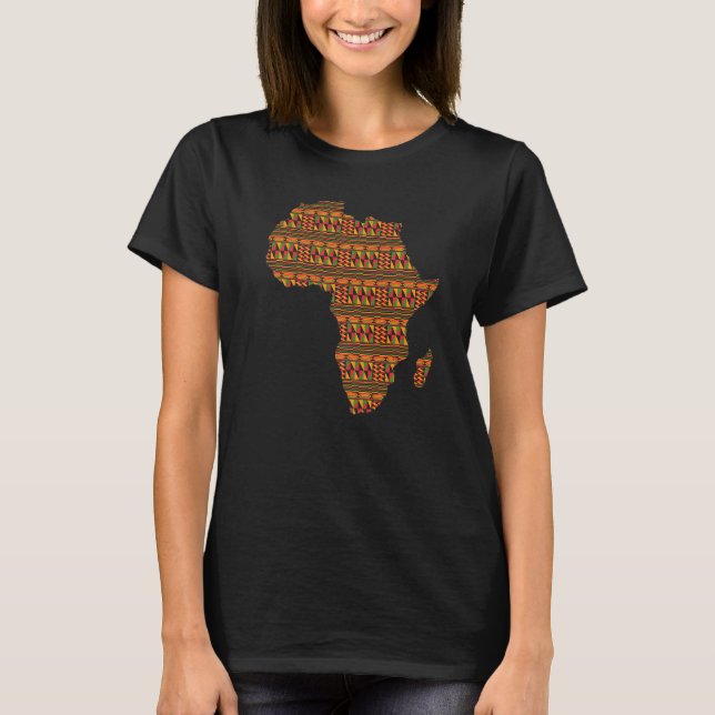 Black History Month Africa Map Kente Cloth For Afr T-Shirt (Front)