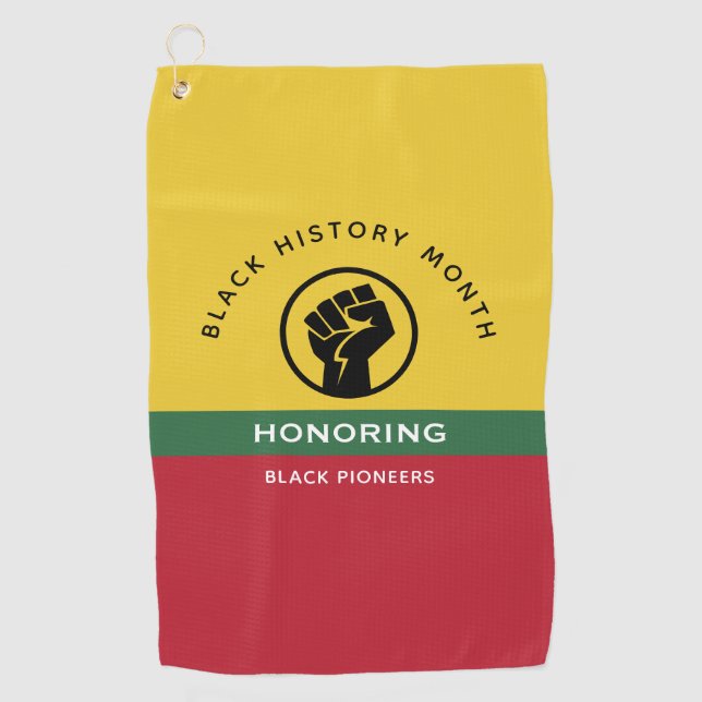 Black History Month African American Curved Text Golf Towel (Front)