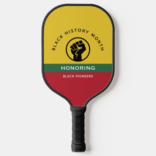 Black History Month African American Curved Text Pickleball Paddle (Front)