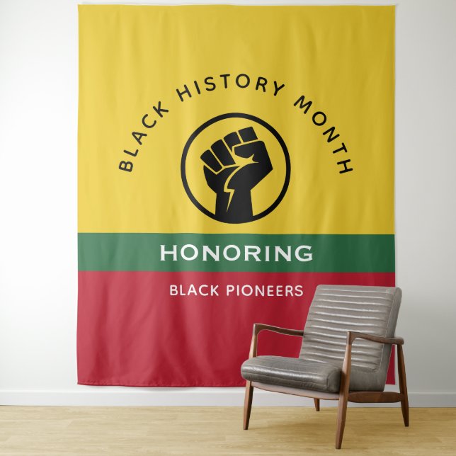 Black History Month African American Curved Text Tapestry (In Situ)