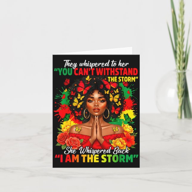 Black History Month African Girl Woman Afro I Am T Card (Front)