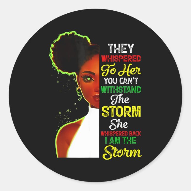 Black History Month African Girl Woman Afro I Am T Classic Round Sticker (Front)