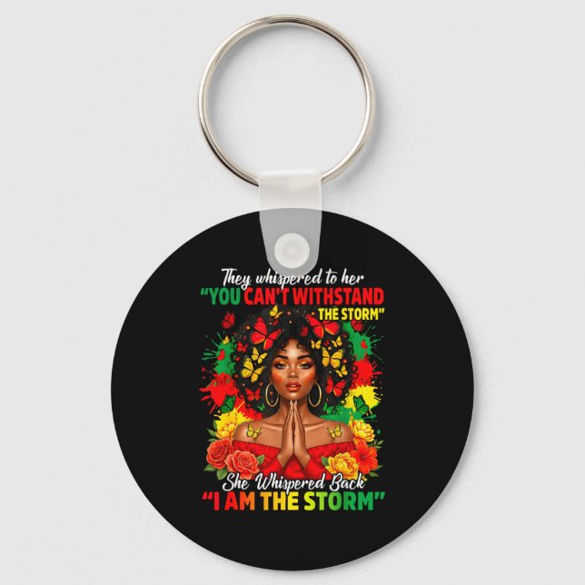 Black History Month African Girl Woman Afro I Am T Key Ring (Front)