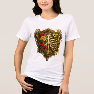 Black History Month African Skeleton Queen Floral  Tri-Blend Shirt