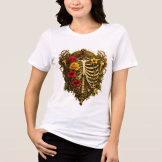 Black History Month African Skeleton Queen Floral Tri-Blend Shirt