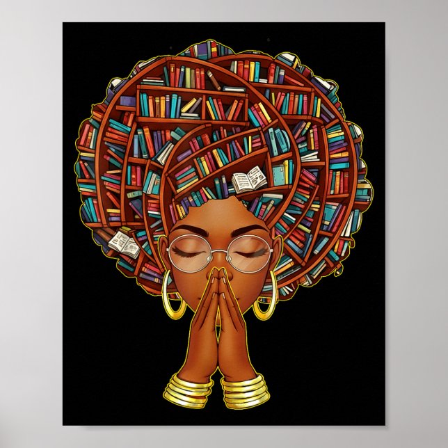 Black History Month Afro Book Lover Women Girls Li Poster (Front)