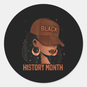 Black History Month Afro Melanin Black Women Afro Classic Round Sticker