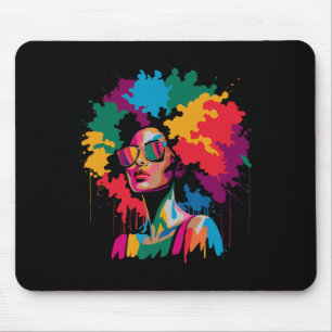 Black History Month Afro Melanin Dripping Black Wo Mouse Mat