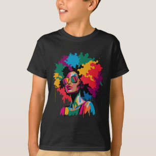 Black History Month Afro Melanin Dripping Black Wo T-Shirt