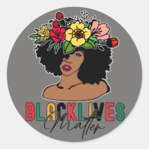 Black History Month Afro Woman Classic Round Sticker