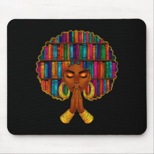 Black History Month Afro Women Book Lover Libraria Mouse Mat