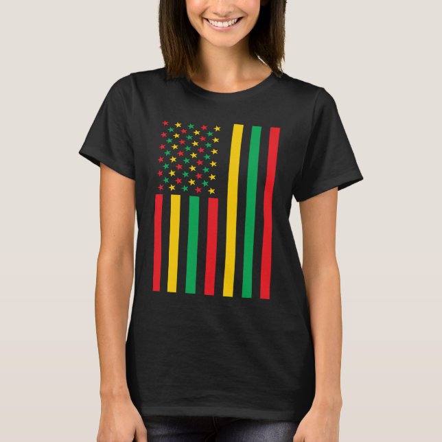 Black History Month American Flag T-Shirt (Front)