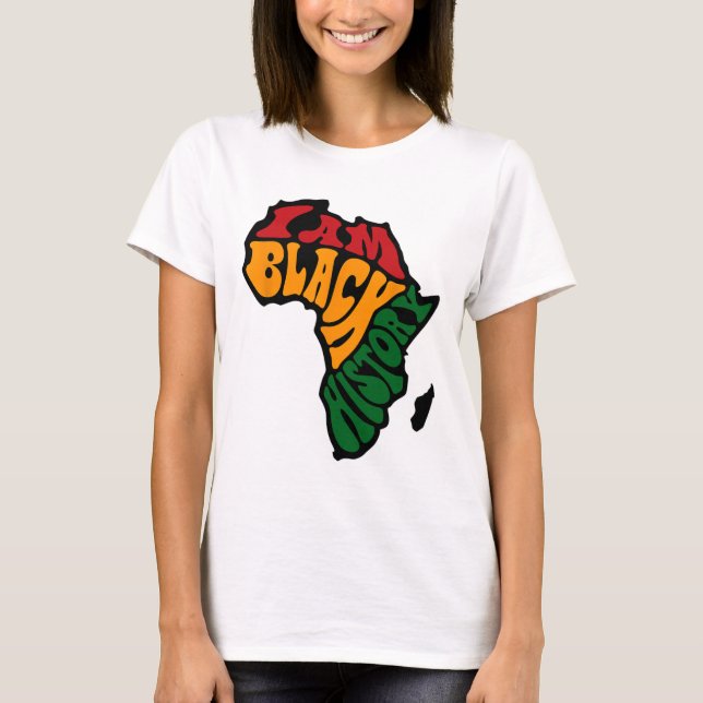 Black History Month Apparel Africa Map Kente Cloth T-Shirt (Front)