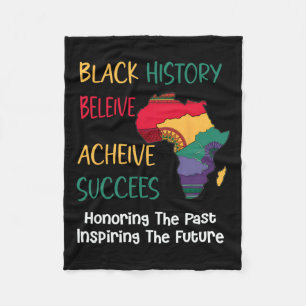 Black History Month Believe Achieve Succeed Africa Fleece Blanket