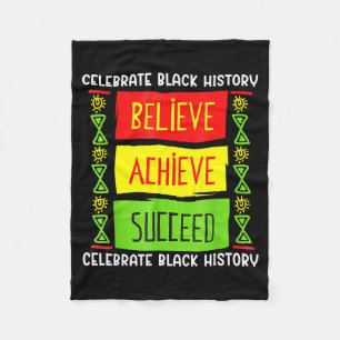Black History Month Believe Achieve Succeed Africa Fleece Blanket