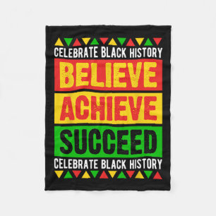 Black History Month Believe Achieve Succeed Africa Fleece Blanket