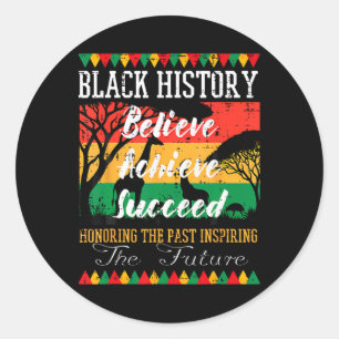 Black History Month Believe Achieve Succeed Melani Classic Round Sticker