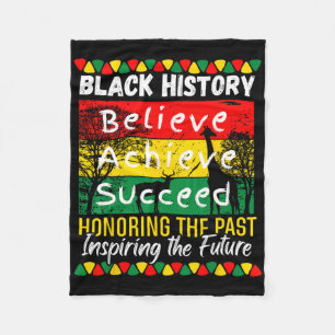 Black History Month Believe Achieve Succeed Melani Fleece Blanket