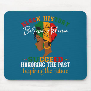 Black history month believe achieve succeed mouse mat