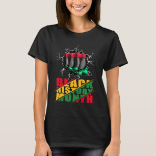 Black History Month BHM Afro Pride Hand Fist Black T-Shirt