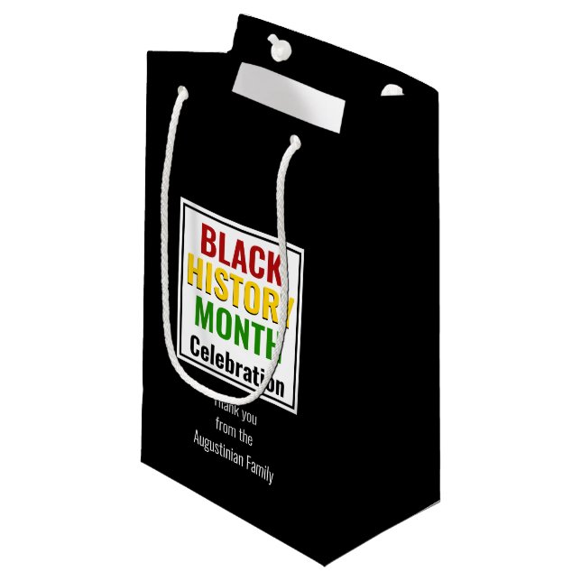Black History Month BHM Stylish Celebration Party Small Gift Bag (Front Angled)