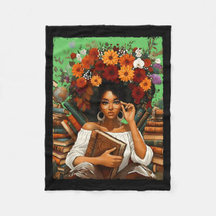 Black History Month Black Afro Girl Women Book Lov Fleece Blanket