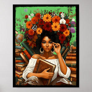 Black History Month Black Afro Girl Women Book Lov Poster