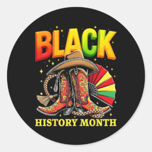 Black History Month Black Cowgirl Boots For Women Classic Round Sticker