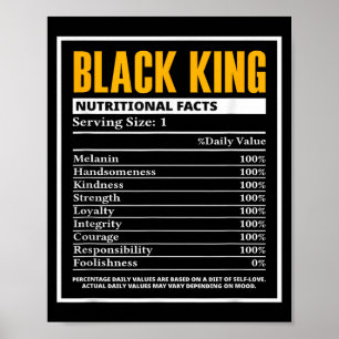 Black History Month Black King Nutritional Facts  Poster
