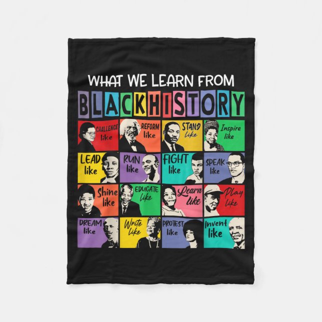 Black History Month Black Leaders African American Fleece Blanket (Front)