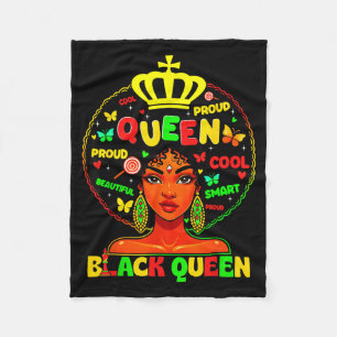 Black History Month Black Queen Afro Melanin Girl Fleece Blanket