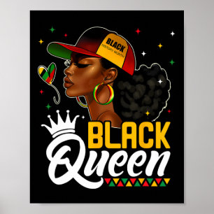 Black History Month Black Queen In Hat Melanin Gir Poster