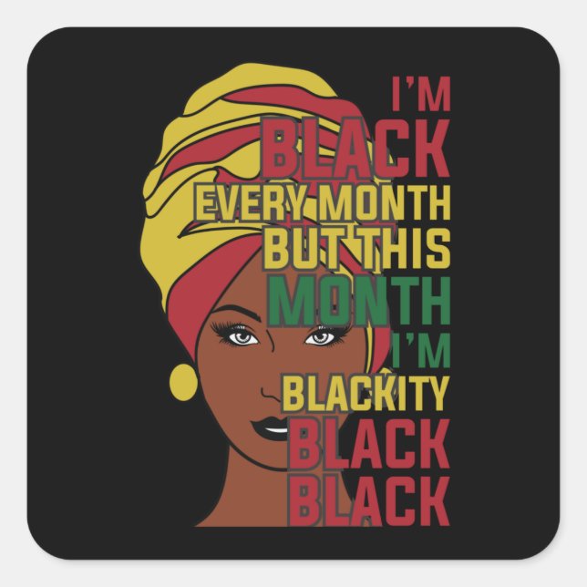 Black History Month Black Woman Afro Square Sticker (Front)