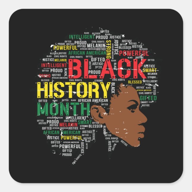 Black History Month Black Woman Afro Square Sticker (Front)