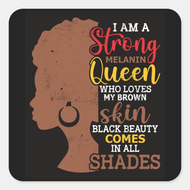 Black History Month Black Woman Afro Square Sticker (Front)