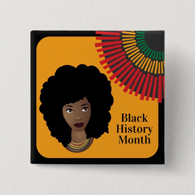 Black History Month, Black Woman, Rays of Sun  15 Cm Square Badge (Front)