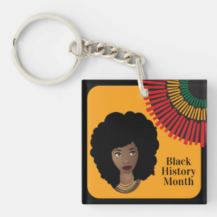 Black History Month, Black Woman, Rays of Sun  Key Ring