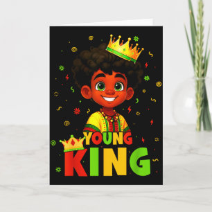 Black History Month Black Young King Afro Hair Kid Card