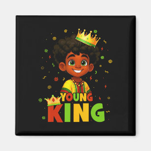 Black History Month Black Young King Afro Hair Kid Magnet