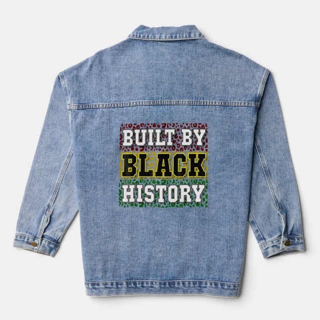 Black History Month Built By Black African History Denim Jacket (Back)